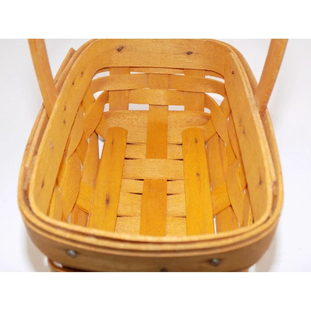 Parsley Booking Basket Woven Small Rectangle w/ Handle 1999 Longaberger Vintage